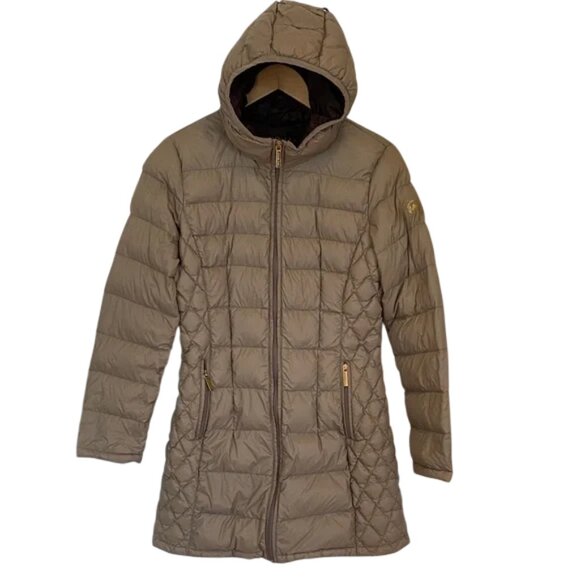 Michael Kors beige packable quilted puffer jacket size M - Picture 1 of 12
